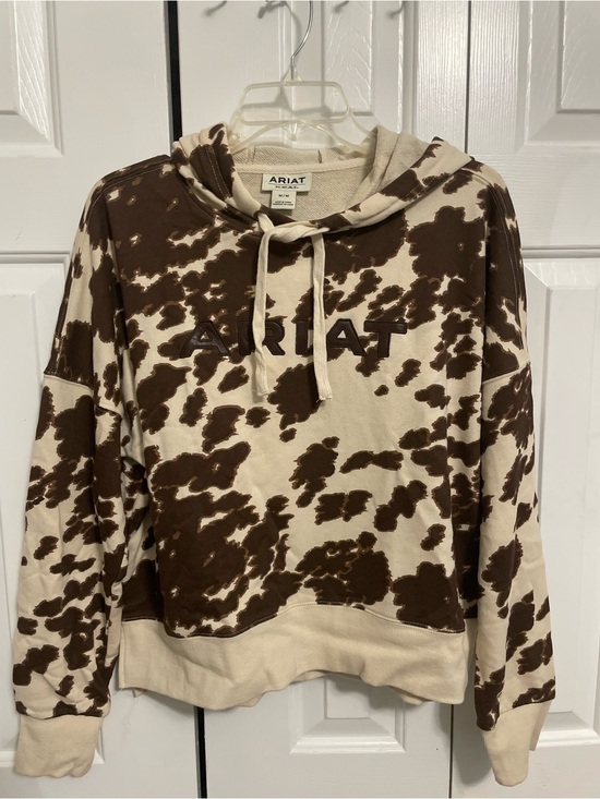 Ariat Tops - Ariat Brown and Cream Cowprint Pullover Hoodie